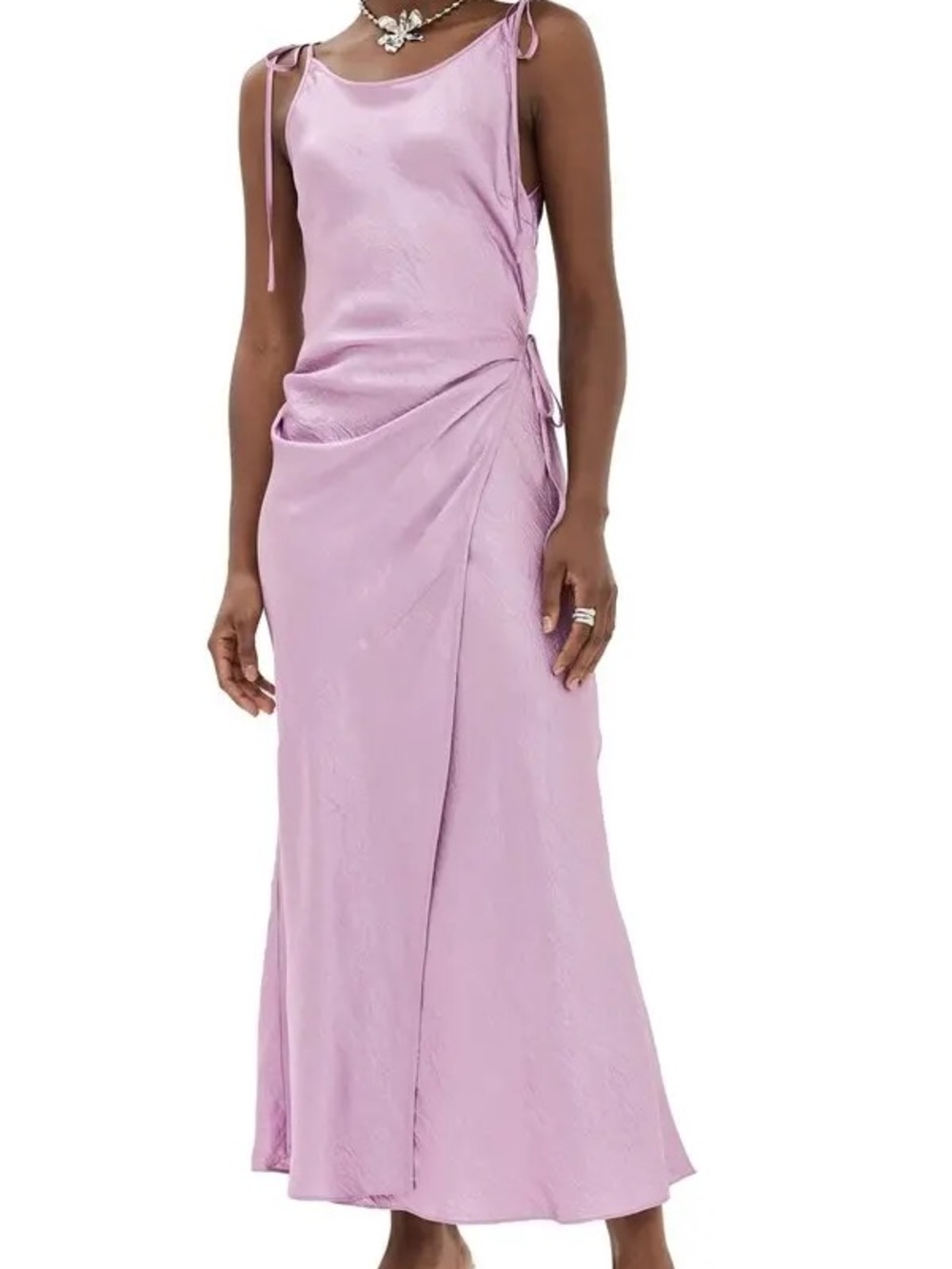 Acne Studios Satin Slip Maxi Dress in purple Lilac